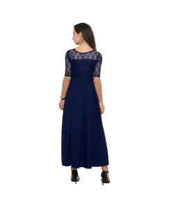 Women's Crepe+Net Solid Maxi Dress
